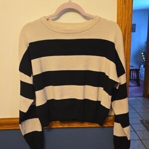 Striped Black and Cream Women's Sweater